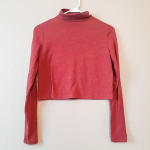 Wild Fable Cropped Marled Red Turtleneck